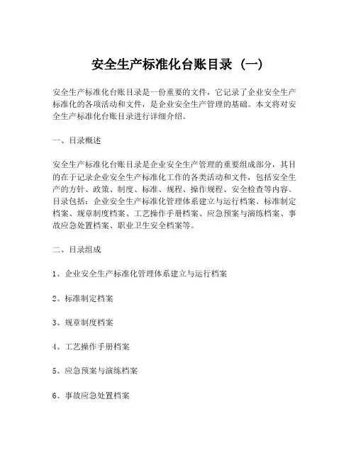 安全生产标准化台账目录 (一)
