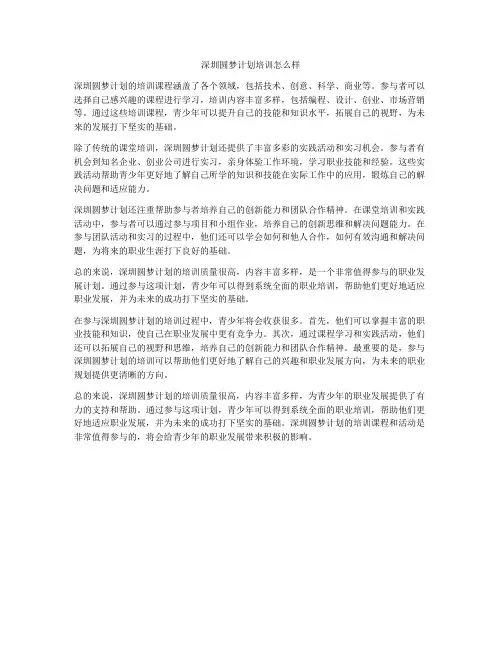 深圳圆梦计划培训怎么样