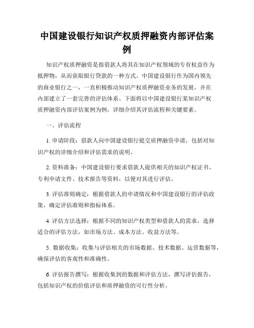 中国建设银行知识产权质押融资内部评估案例