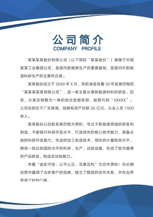 公司企业简介(标准版)