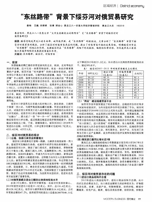 “东丝路带”背景下绥芬河对俄贸易研究