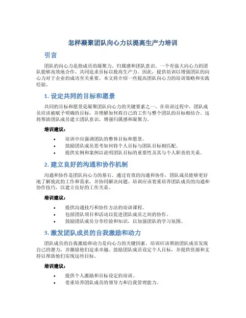 怎样凝聚团队向心力以提高生产力培训