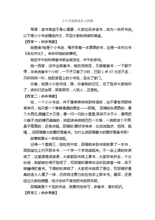 小小书迷精选作文四篇