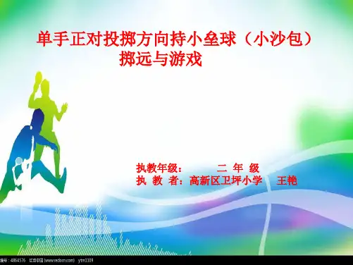 新人教版一至二年级体育《基本身体活动   4.单手正对投掷方向持小垒球(小沙包)掷远与游戏》公开课课件_19