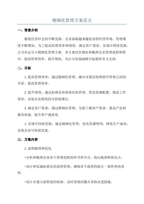 精细化管理方案范文