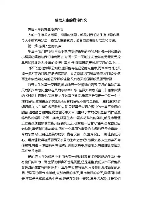 感悟人生的真谛精选作文