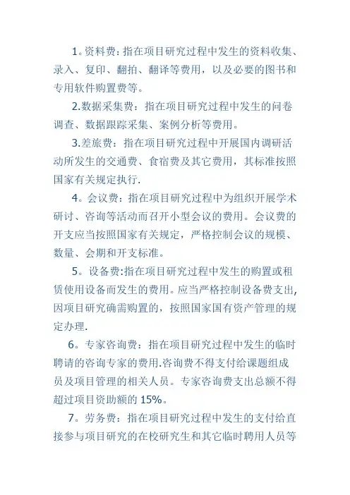 报销费用分类