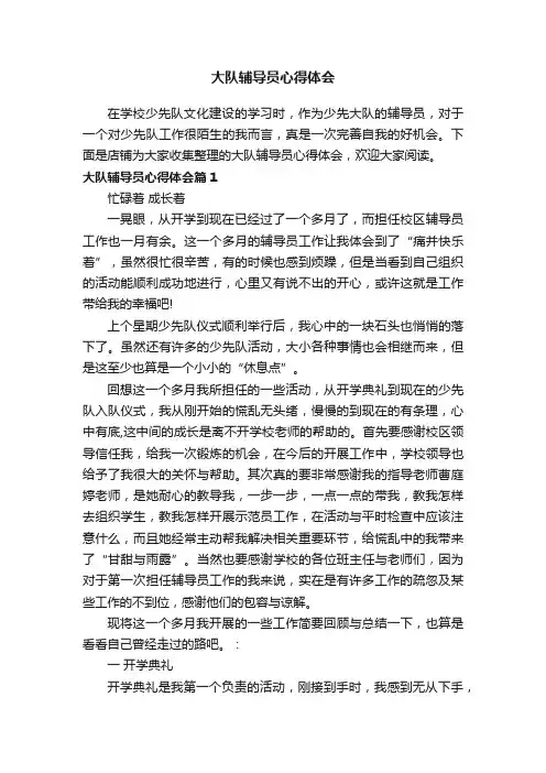 大队辅导员心得体会