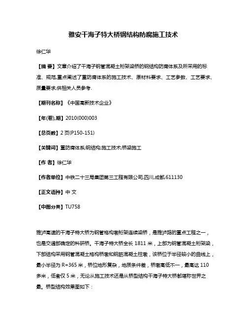 雅安干海子特大桥钢结构防腐施工技术
