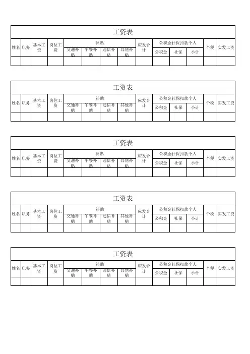 员工工资表excel模板