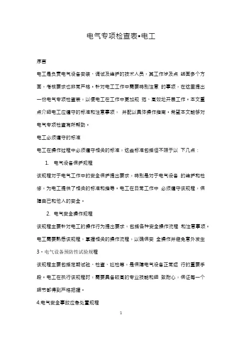 电气专项检查表