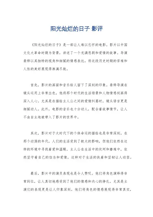 阳光灿烂的日子 影评