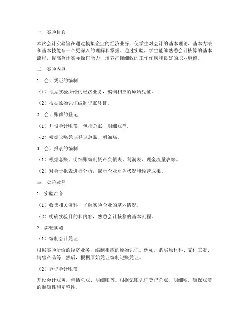 会计实验报告电脑