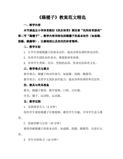 《踢毽子》教案范文