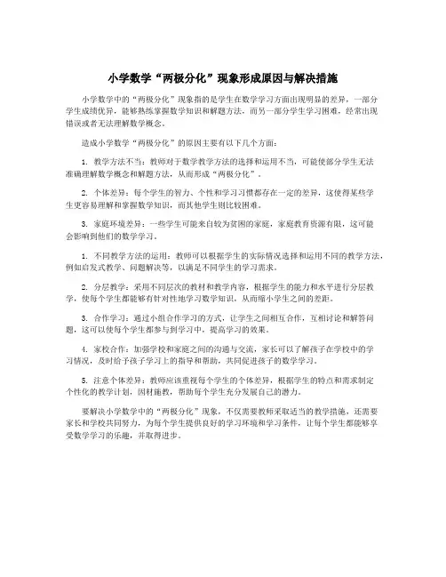小学数学“两极分化”现象形成原因与解决措施