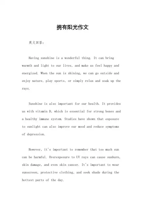 拥有阳光作文