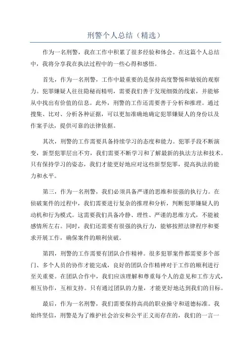 刑警个人总结(精选)