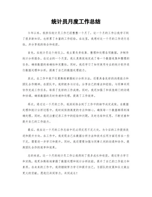 统计员月度工作总结