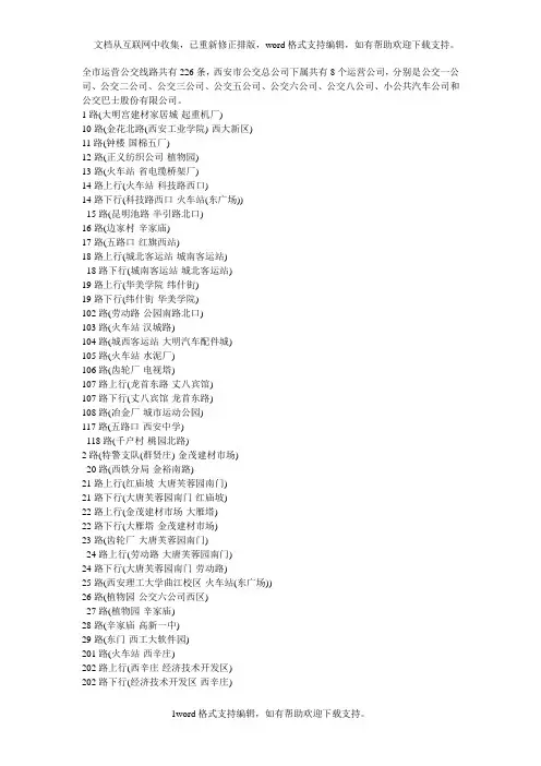 全市运营公交线路共有226条