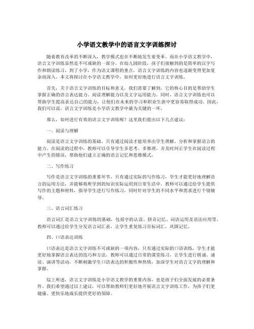 小学语文教学中的语言文字训练探讨