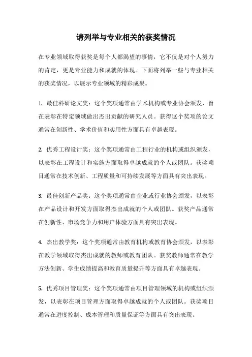 请列举与专业相关的获奖情况