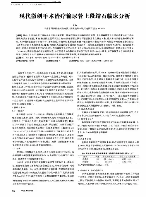 现代微创手术治疗输尿管上段结石临床分析