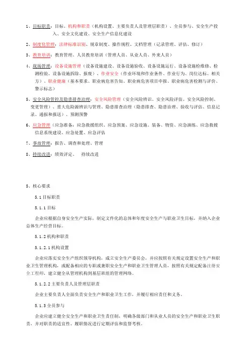 安全生产标准化八大要素