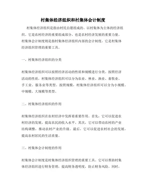村集体经济组织和村集体会计制度