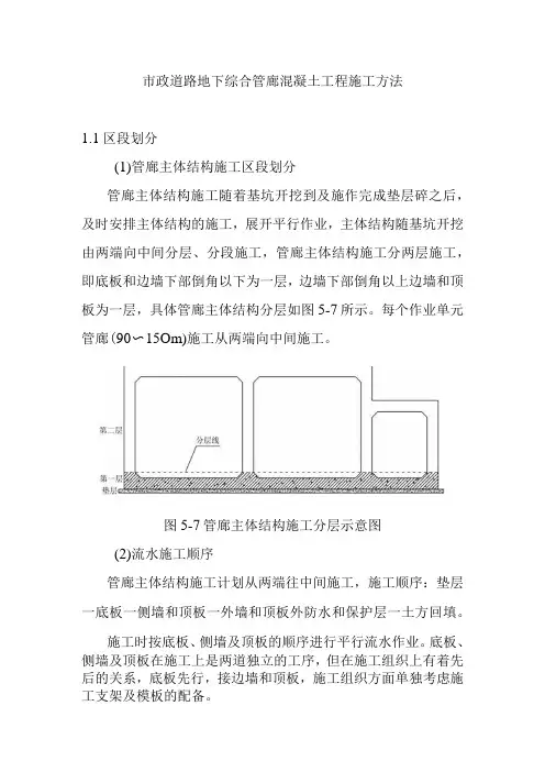 市政道路地下综合管廊混凝土工程施工方法