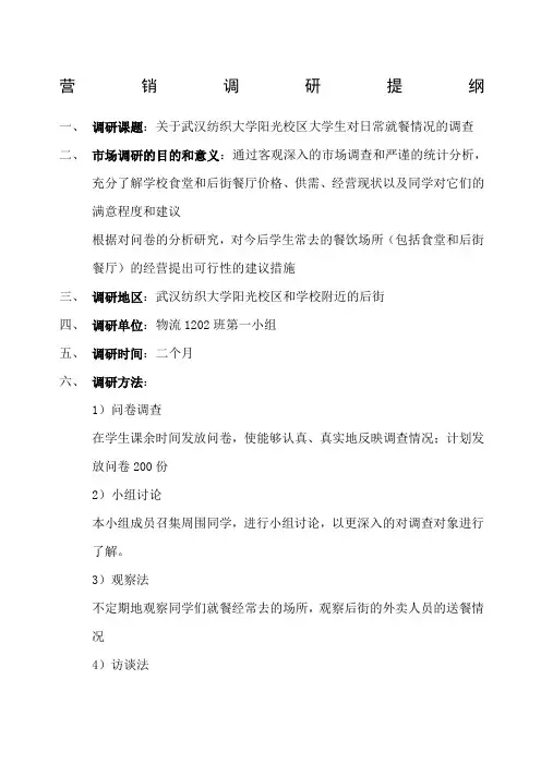 市场调研提纲