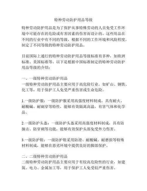 特种劳动防护用品等级