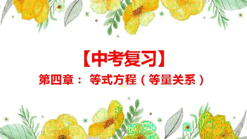 4【中考复习】第四章：等式方程(等量关系)
