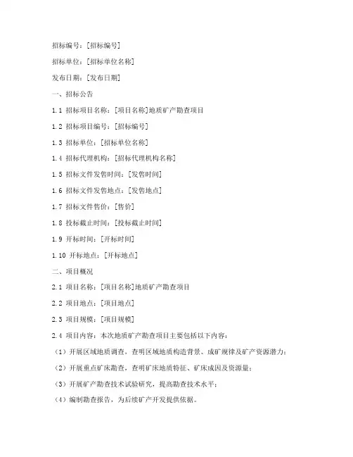 地质矿产勘查招标文件