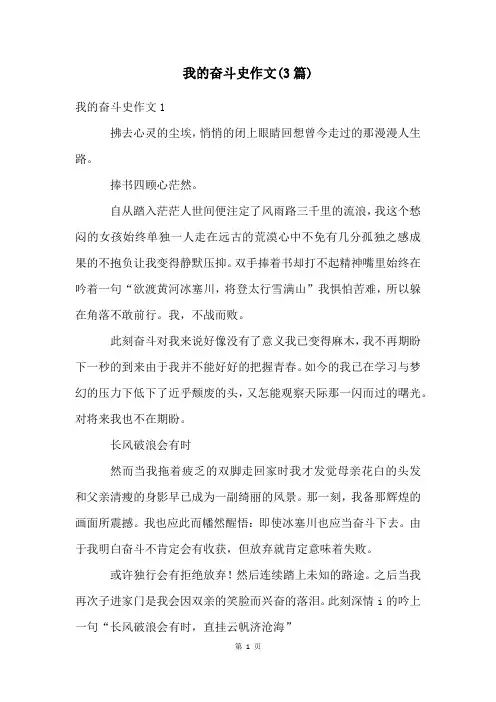 我的奋斗史作文(3篇)