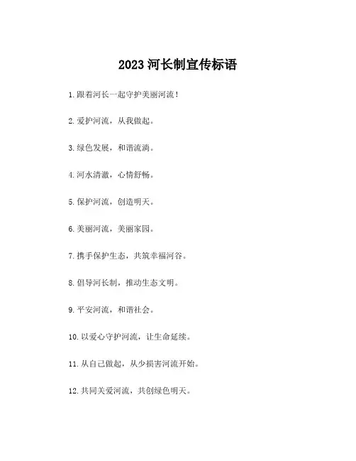2023河长制宣传标语