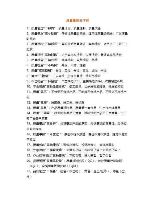 超全面的质量管理口诀,人手一份!
