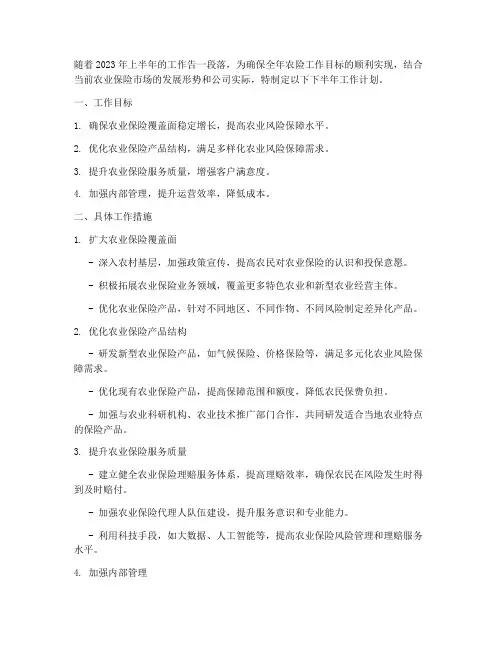 农险下半年工作计划