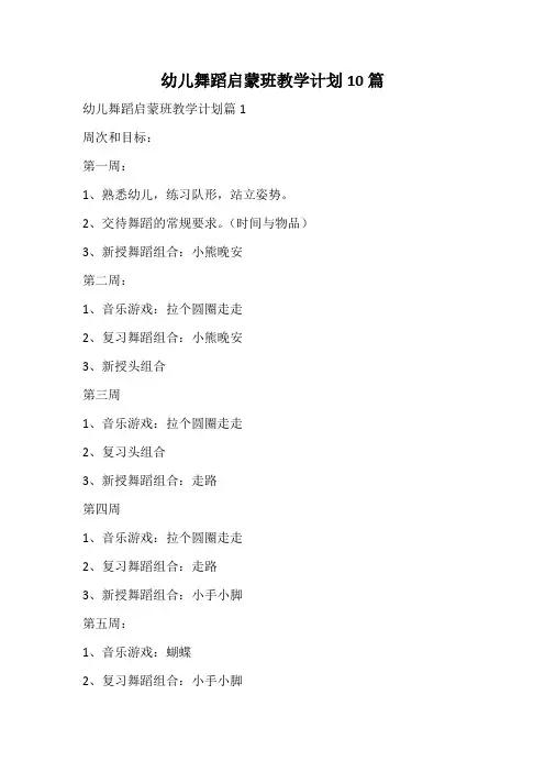 幼儿舞蹈启蒙班教学计划