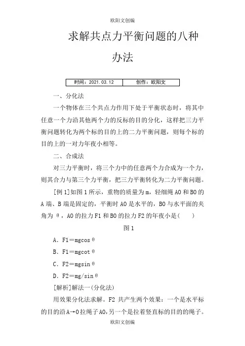 讲解：求解共点力平衡问题的八种方法之欧阳文创编