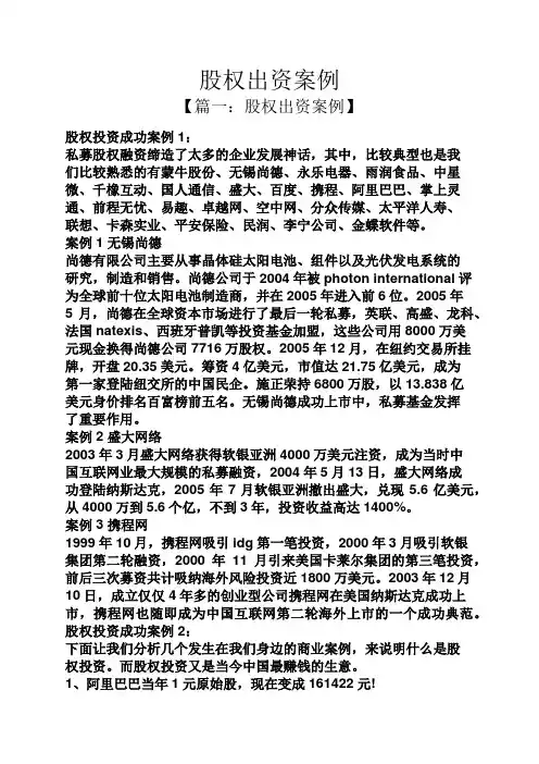 股权出资案例