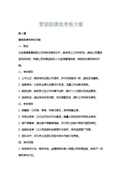 营销部绩效考核方案