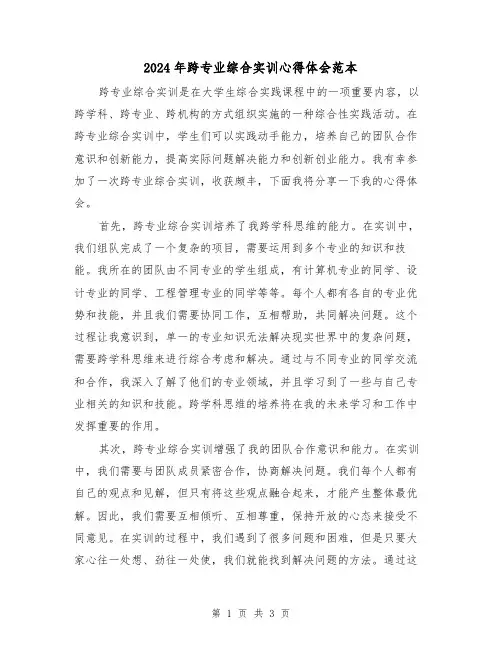 2024年跨专业综合实训心得体会范本(2篇)