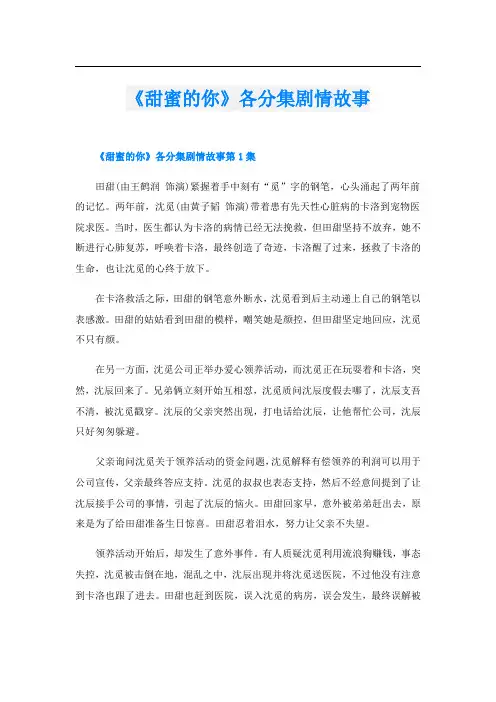 《甜蜜的你》各分集剧情故事