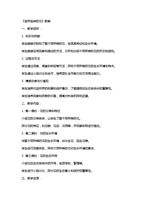 《各种各样的花》教案