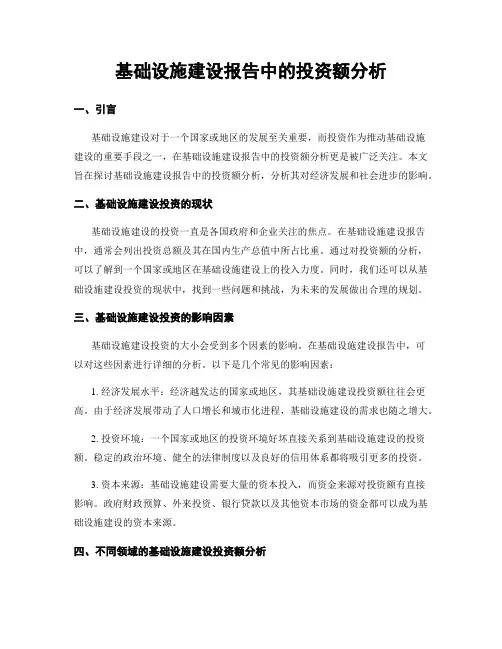 基础设施建设报告中的投资额分析