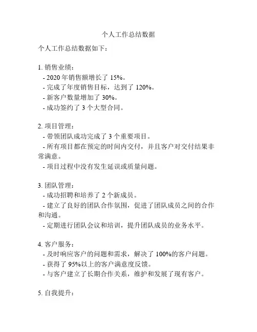 个人工作总结数据