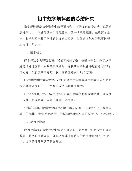 初中数学规律题的总结归纳