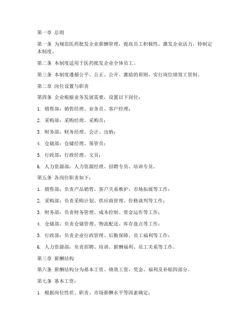 医药批发薪酬管理制度模板