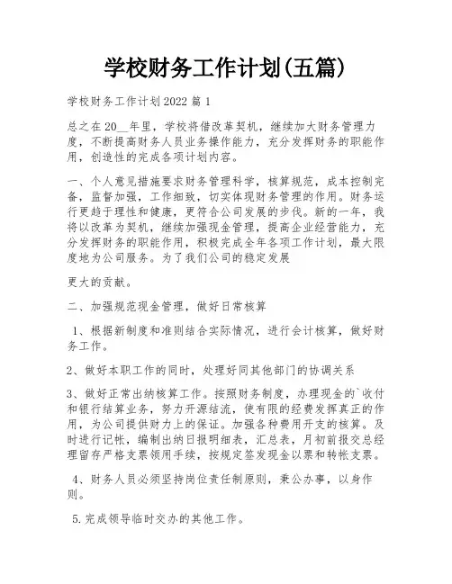 学校财务工作计划(五篇)