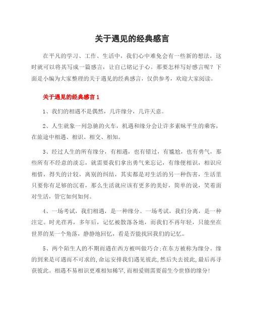 关于遇见的经典感言